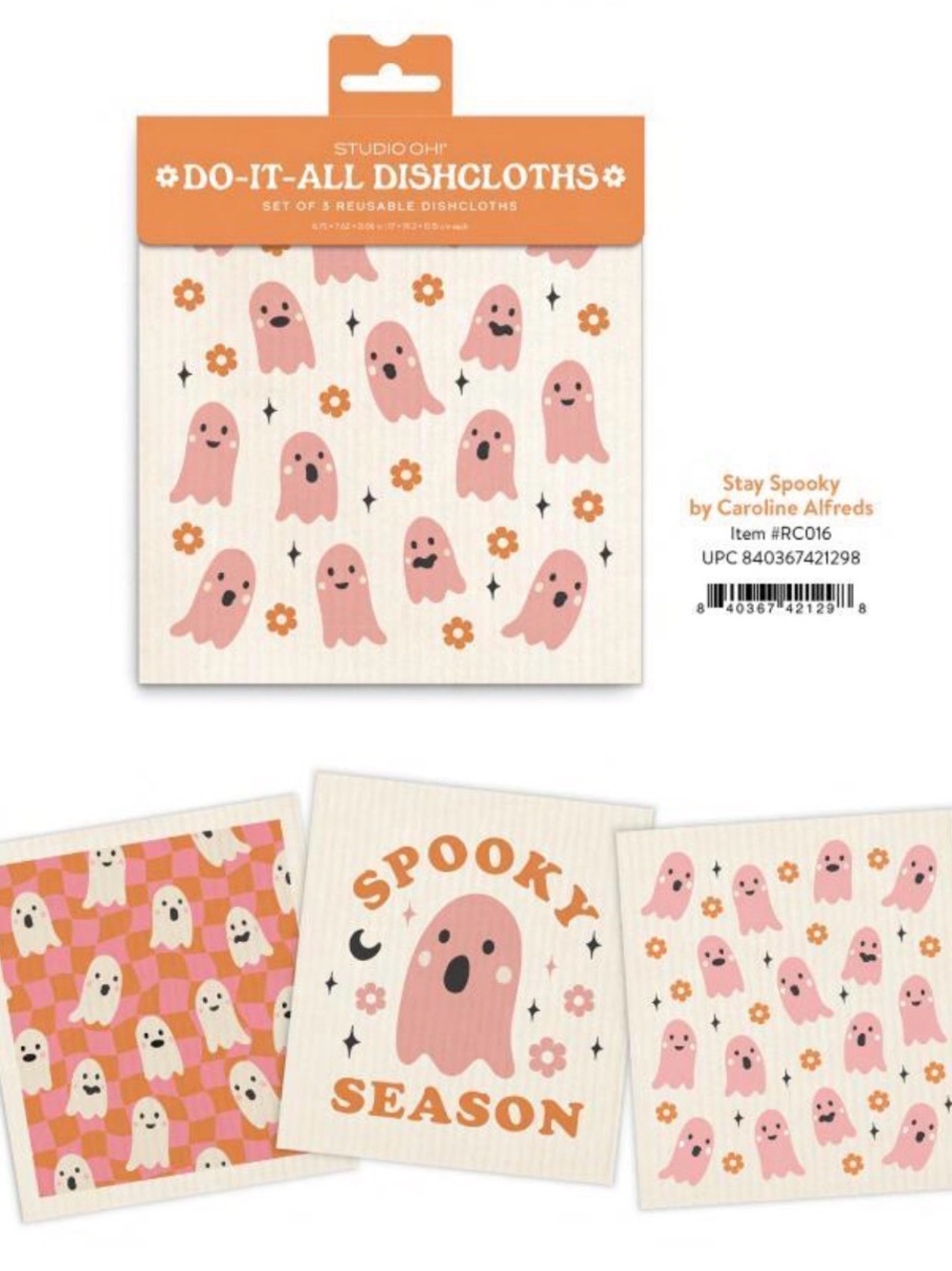 NWT Studio Oh! Reusable Spooky Halloween Dishcloth Set of 3 Nordstrom 👻